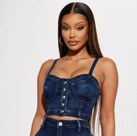 Fashion Nova Tops - Denim Corset